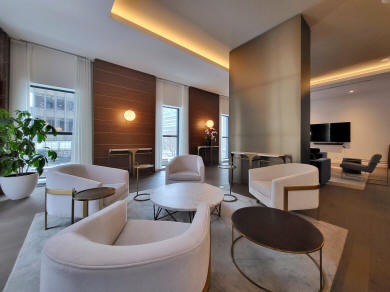 Urban Chalet or lounge in 628 St Jacques condo building Montreal