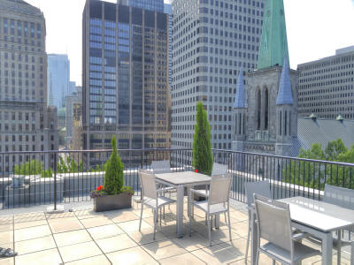 Rooftop terrace in the Wilson Lofts building Financial district Montreal