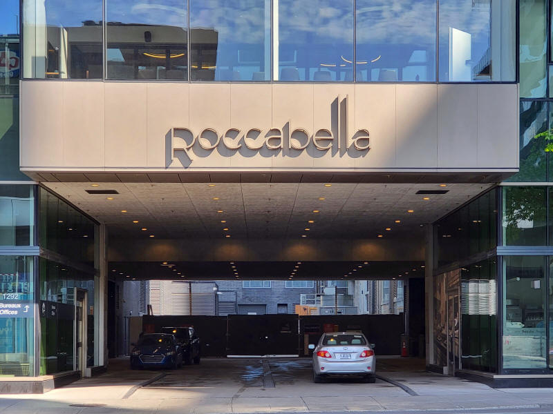 Roccabella condo towers downtown Montreal main entrance