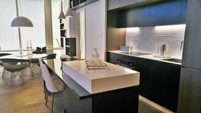 Kitchen in the Tour des Canadiens 2 luxury condos for sale in downtown montreal